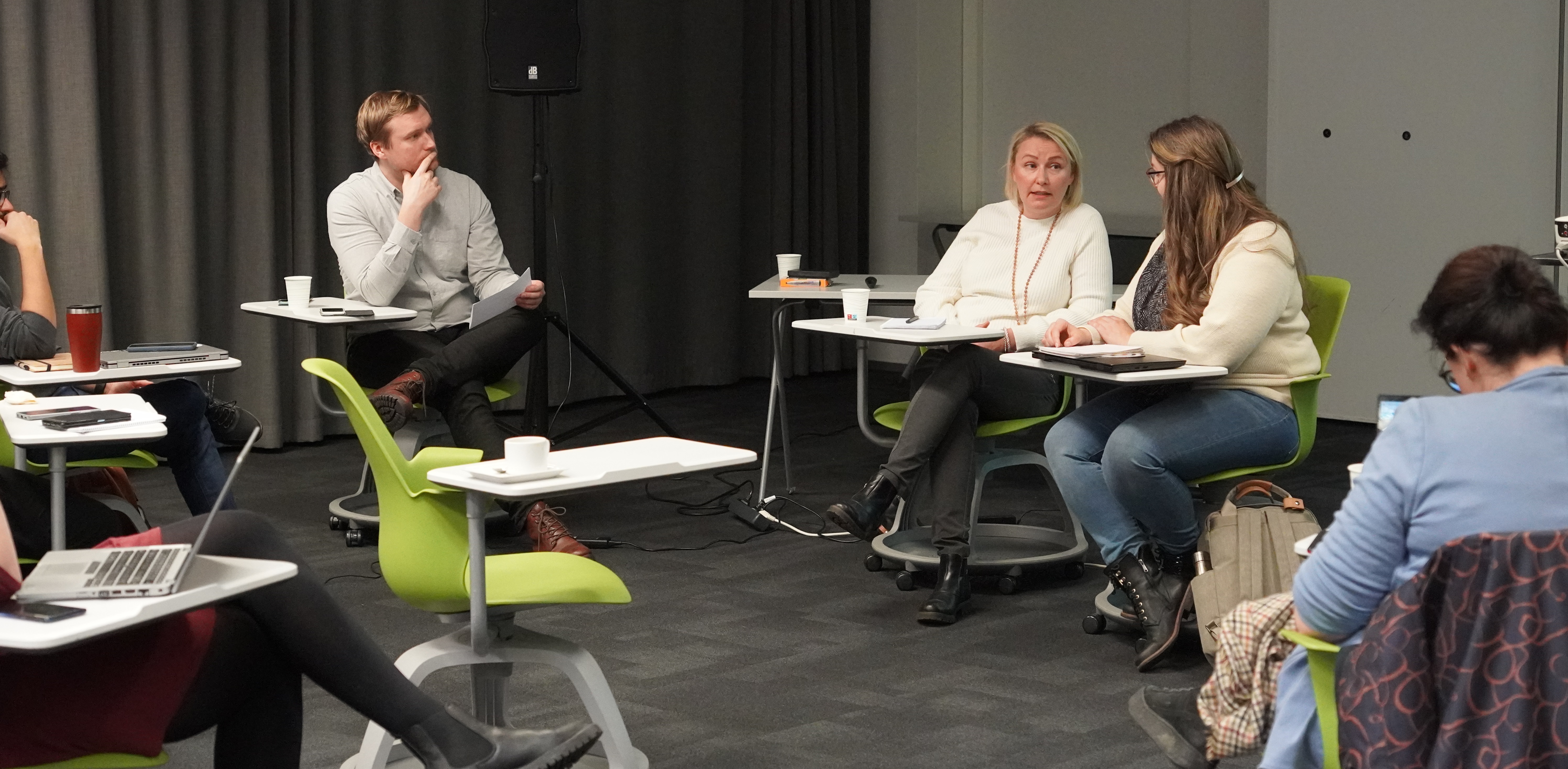 Panel discussion participants Marko Kelahaara, Susanna Lahtinen and Oili Kallatsa