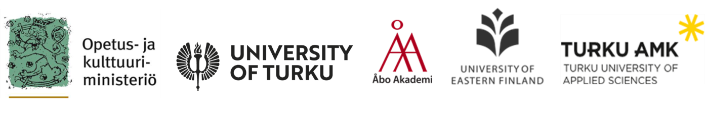 OKM:n,Turun yliopiston, Åbo Akademin, UEFin ja Turun AMK:n logot.