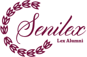 Senilexin logo joka muodostuu lehtikuviosta Senilex Lex Alumni tekstistä