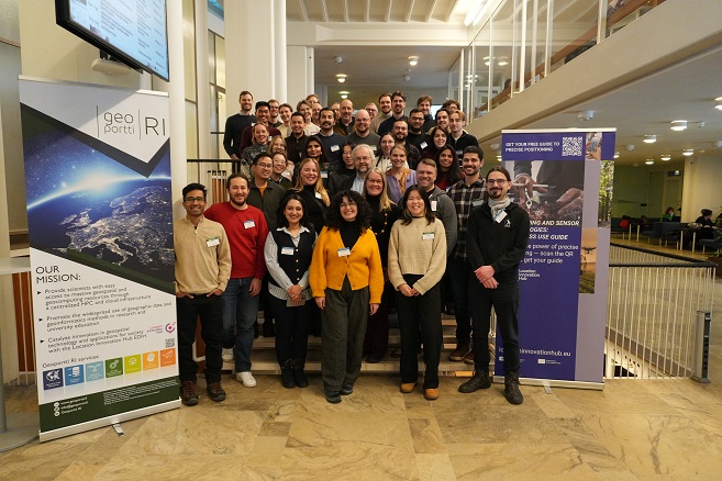 Geospatial Challenge Camp 2026 osallistujat, mentorit ja partnerit kick-off tapahtumassa helmikuussa 2026.