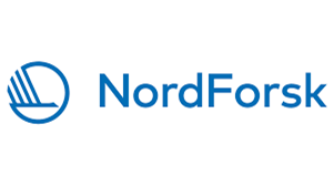 NordForsk-yhtiön sininen logo, jossa on lisäksi joutsen ympyrän sisällä.