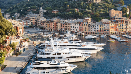 Kuva Portofinon satamasta ja luksusjahdeista
