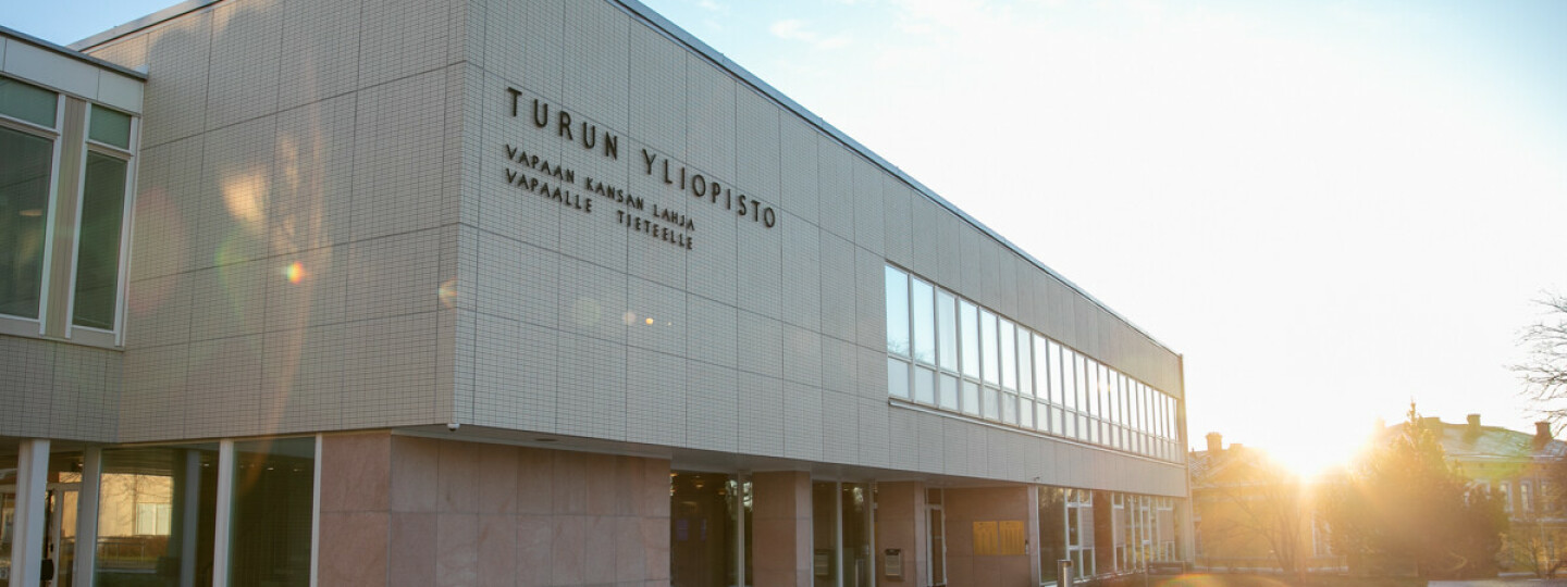 Sun over the main building of the University of Turku