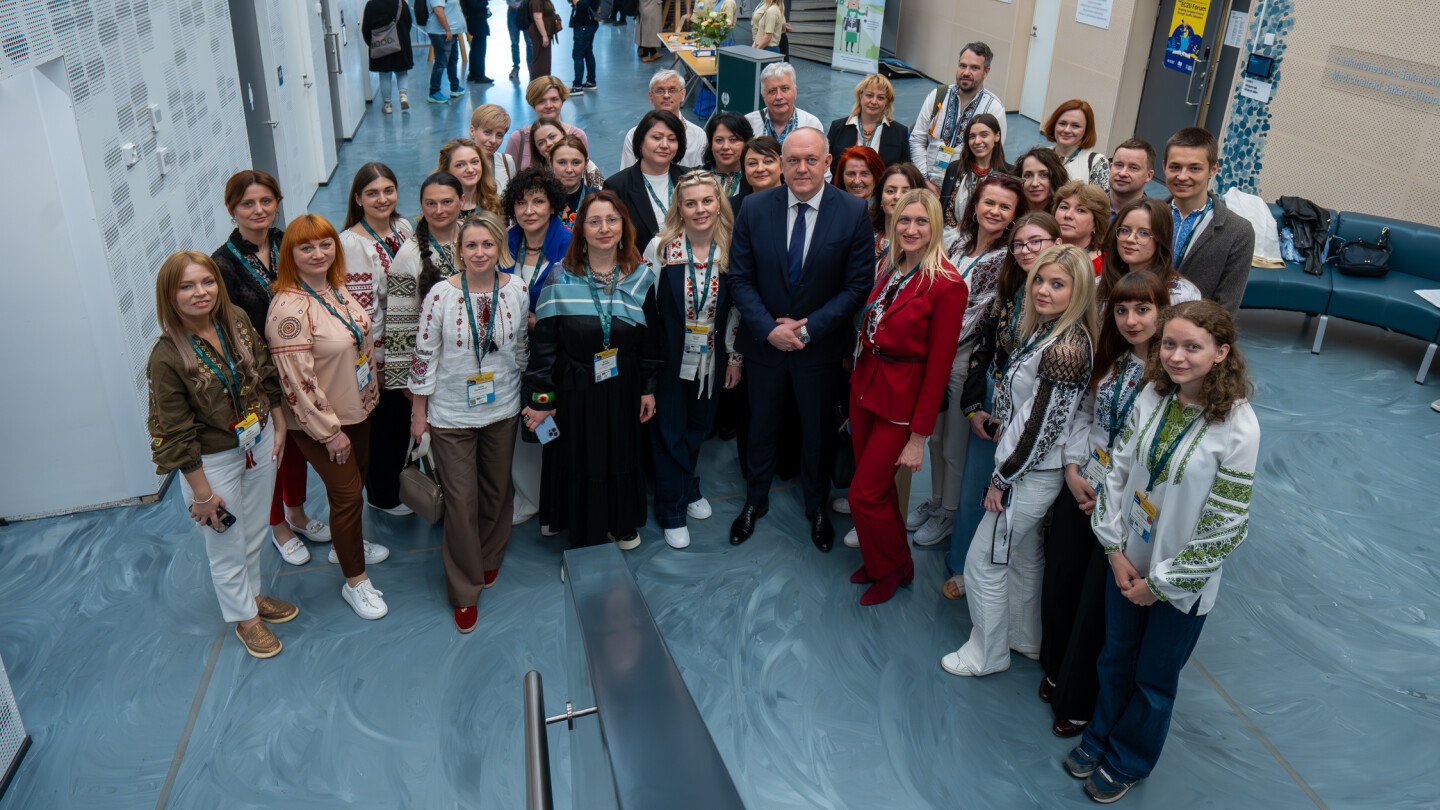 A group of Ukrainian participants posing for the camera