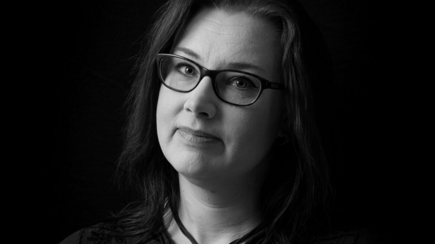 Portrait of Katja Valli in black and white