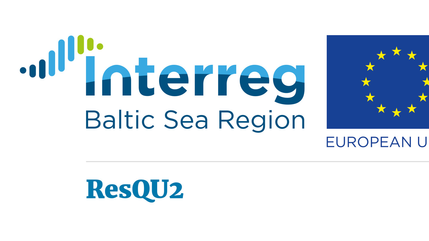 Interreg Baltic Sea Region programme logo with blue text and blue flag of the European Union with yellow stars.