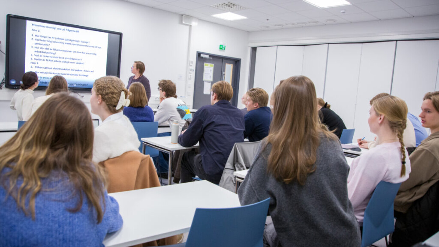 Opiskelijoita seuraamassa luentoa