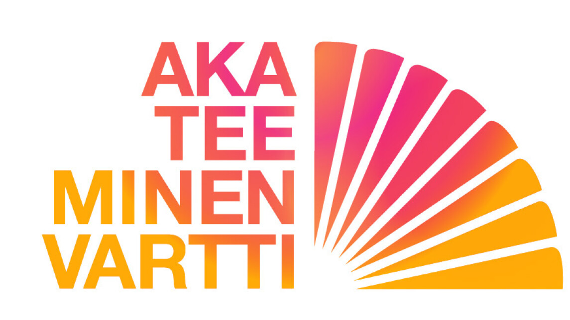 Teksti Akateeminen vartti ja keltapunainen viuhka.