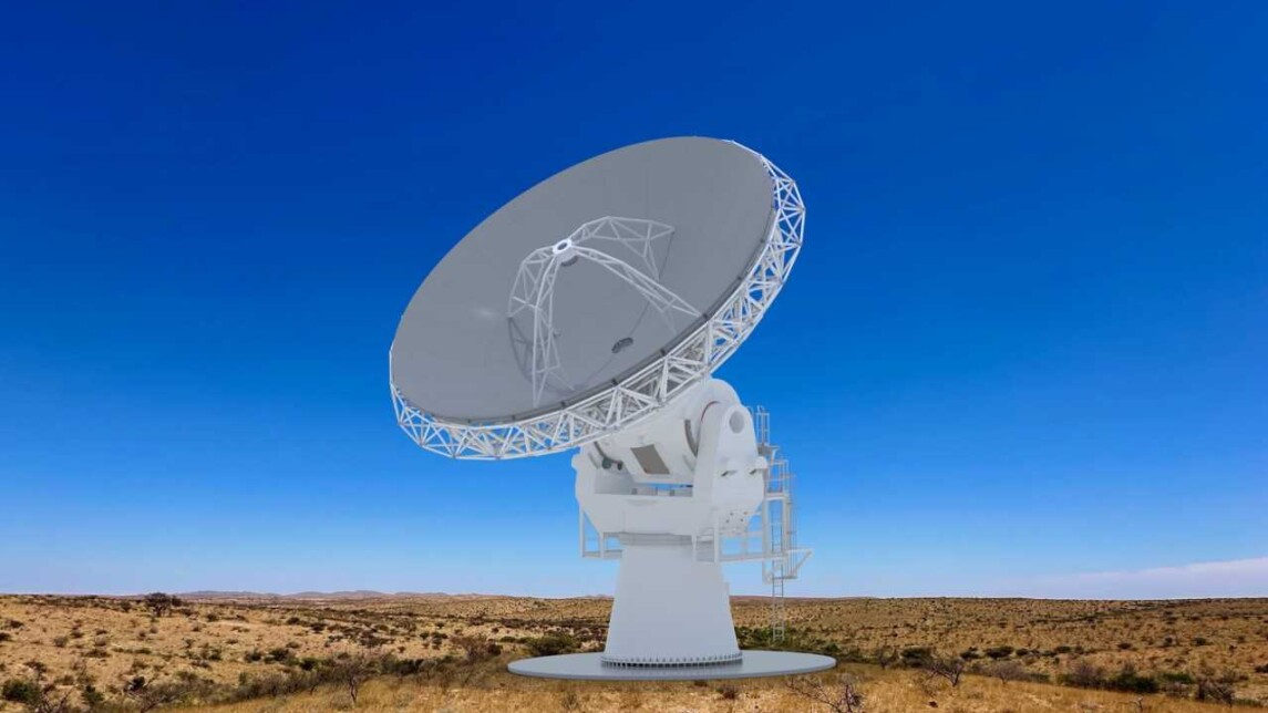 Havainnekuva, jossa valkoinen teleskooppi on tasaisessa maastossa.