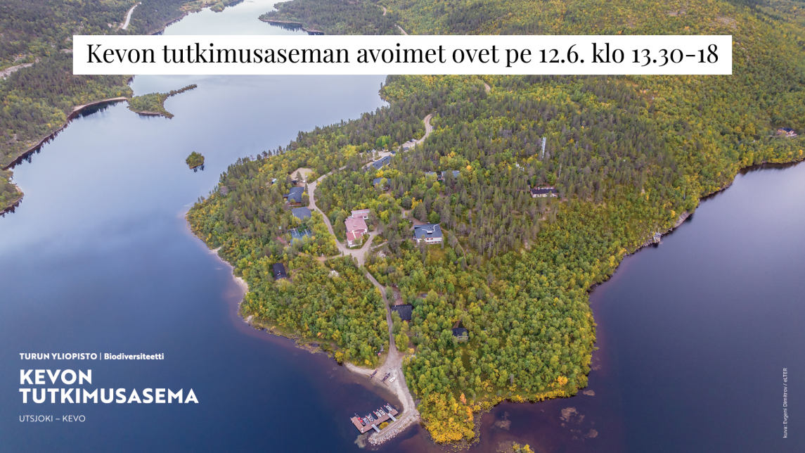 Ilmakuva Kevonniemestä ja tilaisuuden tiedot tekstinä