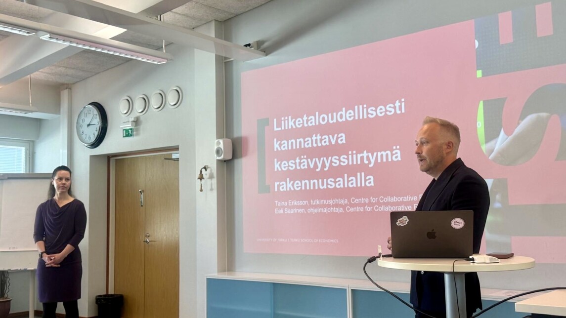 Two people giving a presentation
