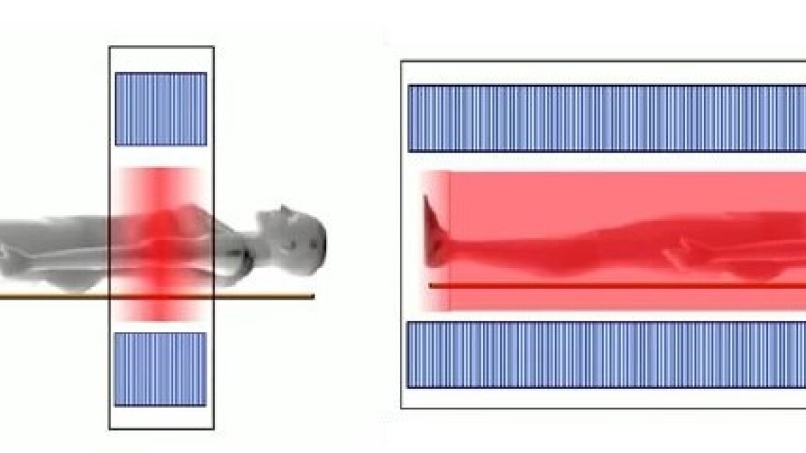 Ihmninen makaa pitkällään  PET-laitteessa.