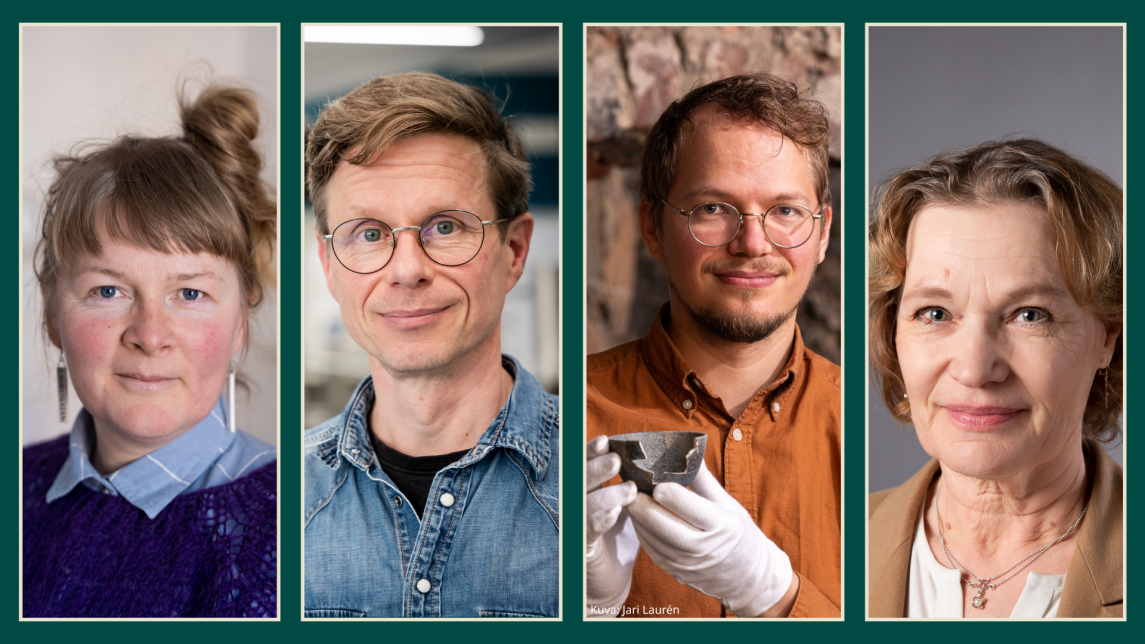 Erica Åberg, Saska Tuomasjukka, Ilari Aalto ja Riitta Monto lähikuvissa, jotka yhdistetty yhdeksi kuvaksi.