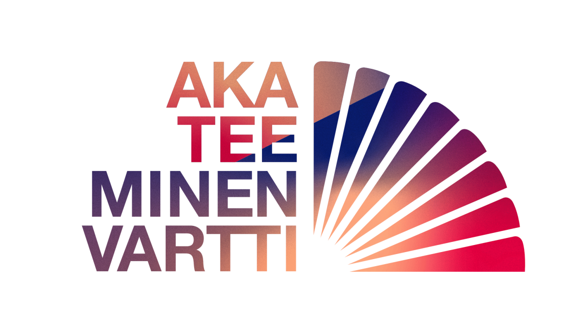 Teksti Akateeminen vartti ja kahdeksasta tahosta muodostuva viuhka.