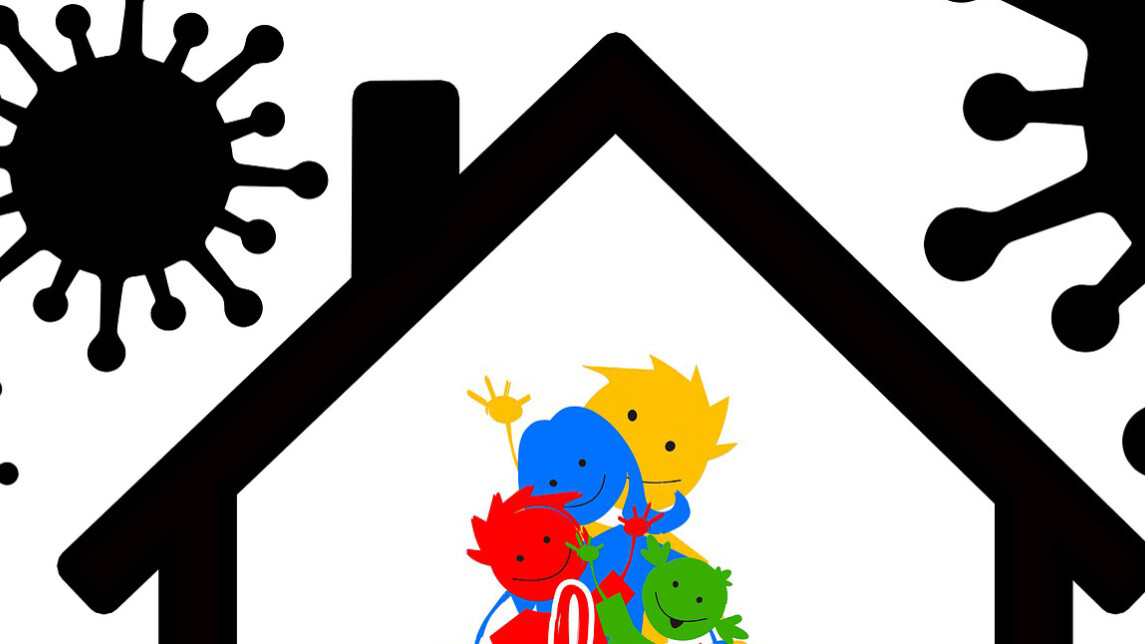 Perhe kotona ja ulkona covid-viruksia