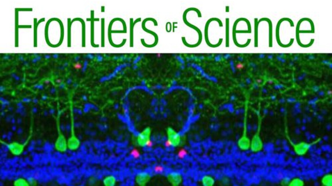 tapahtuman otsikko vihreällä ja sinivihreä mikroskooppikuva