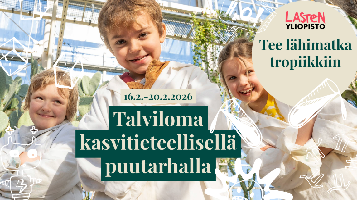 Mainoskuva puutarhan talvilomatapahtumista.