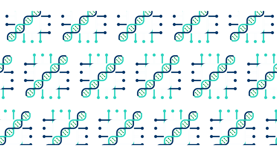 dna heliksiä ja sinisiä kuvioita