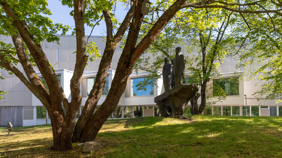 Päärakennus ja Kolmen vekkulin patsas