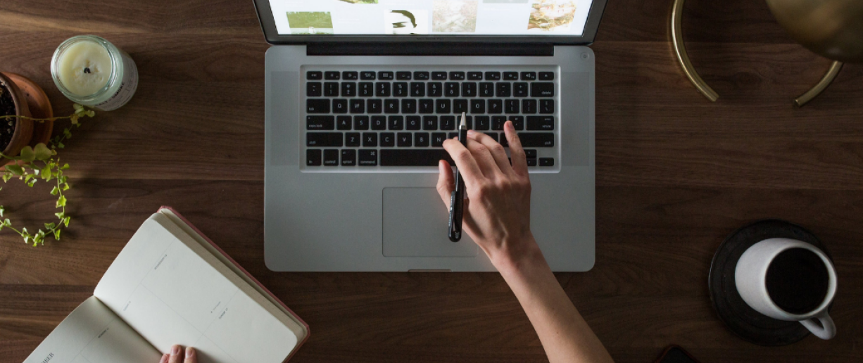 Person typing on laptop