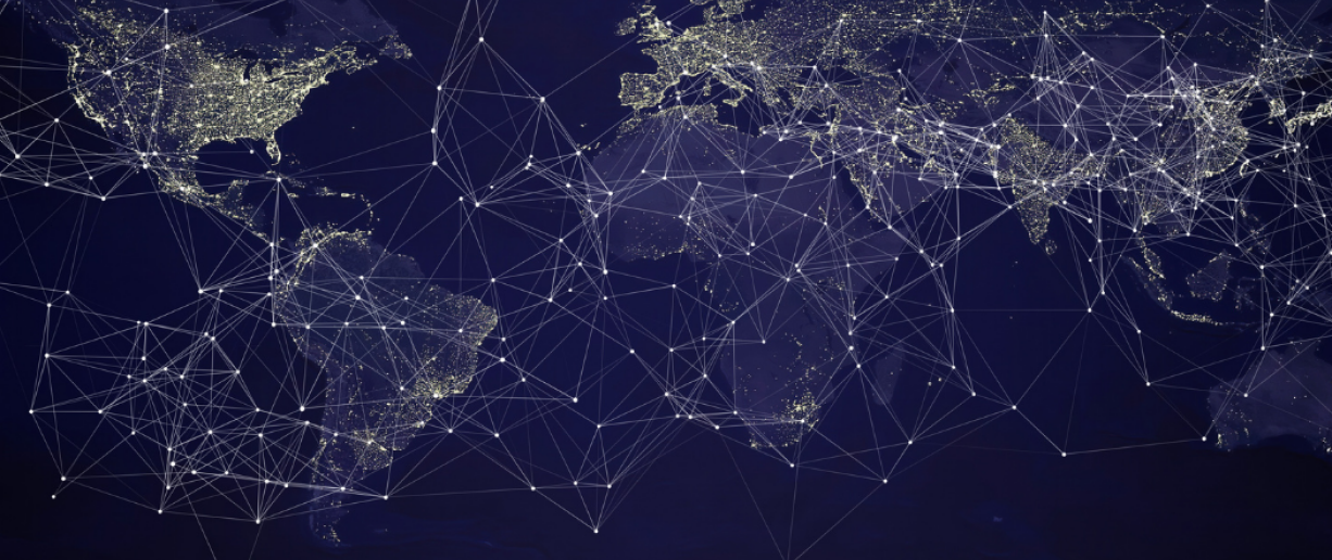 World map showing connections