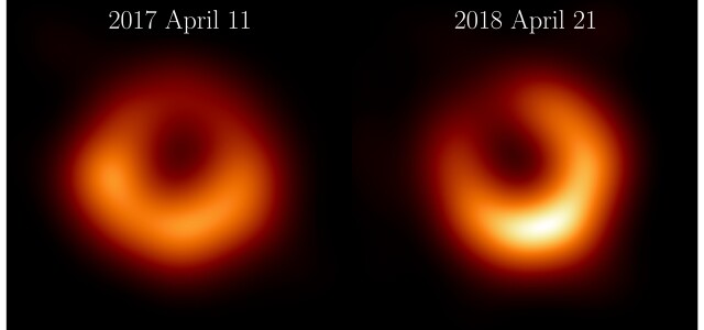 Two images from the black hole M87* next to each other. Images were reated one year apart 