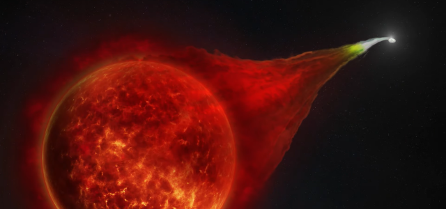 Nova explosion in a binary star system