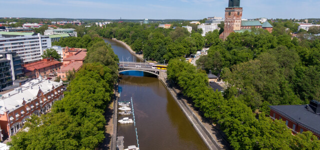 aerial photo of the river aura