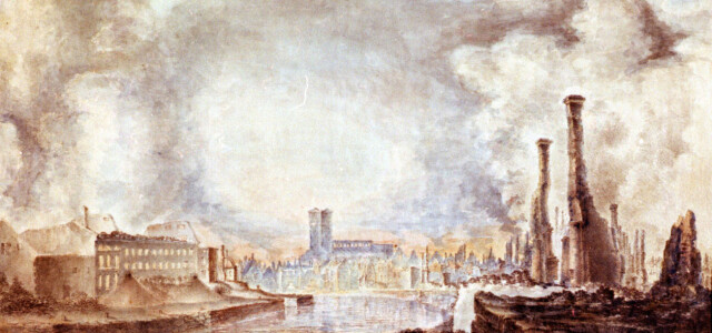 Maalaus Turun raunioista palon jälkeen 1827