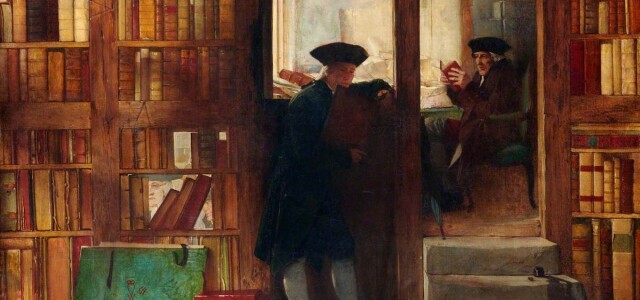 William Fettes Douglasin maalaus The Bibliophilist's Haunt (Creech's Bookshop)