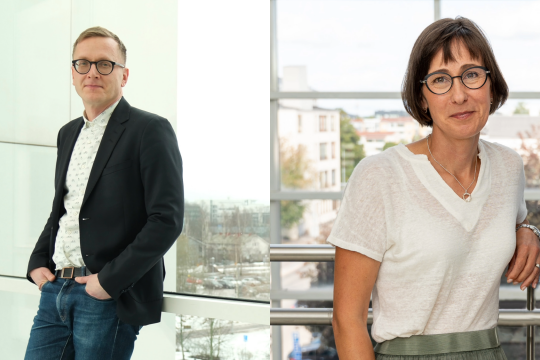 Jani Erola ja Johanna Ivaska lähikuvissa, jotka ovat yhdistetty yhdeksi kuvaksi.