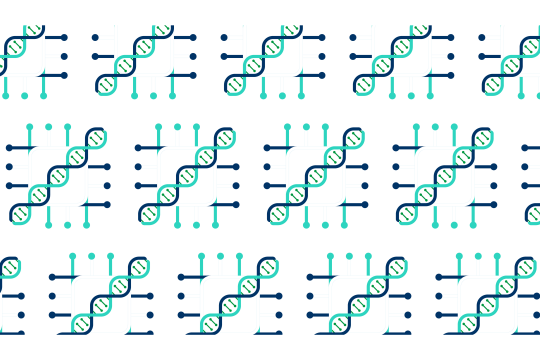 dna heliksiä ja sinisiä kuvioita