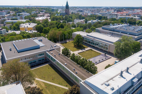 aerial photo of the university hill on a sunny summer day