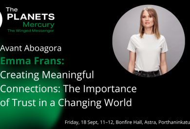 A photo of Emma Frans and information about her lecture.