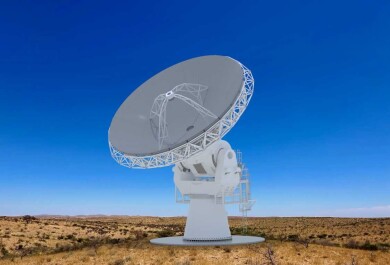 Havainnekuva, jossa valkoinen teleskooppi on tasaisessa maastossa.