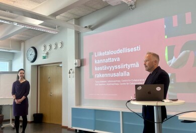 Two people giving a presentation