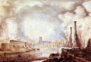Maalaus Turun raunioista palon jälkeen 1827