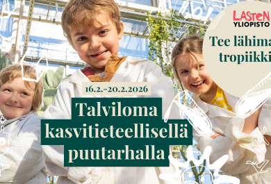 Mainoskuva puutarhan talvilomatapahtumista.