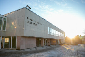 Sun over the main building of the University of Turku