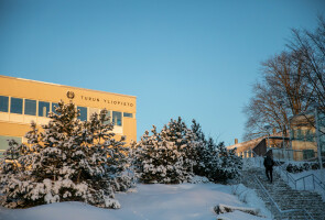 University main building in winter
