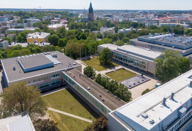 aerial photo of the university hill on a sunny summer day