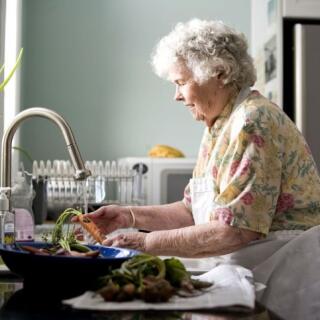 old woman in kitchen